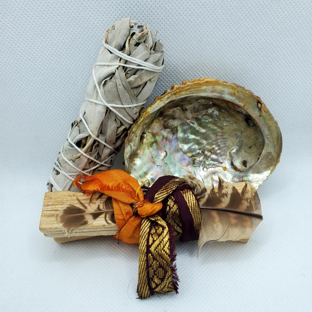 White Sage Bundle, Palo Santo Sticks & Abalone Shell